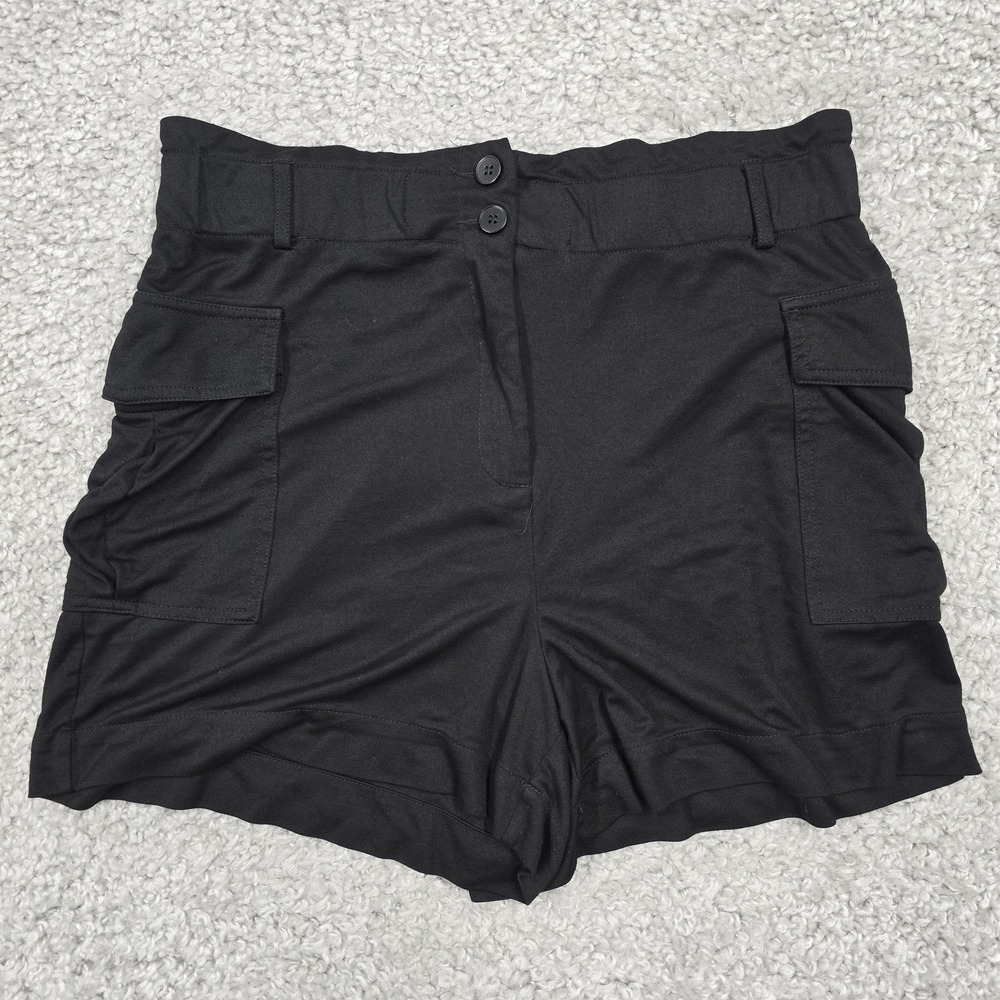 Lily Morgan Womens Black Cargo Shorts Stretch Casual Size‎ L Minimalist